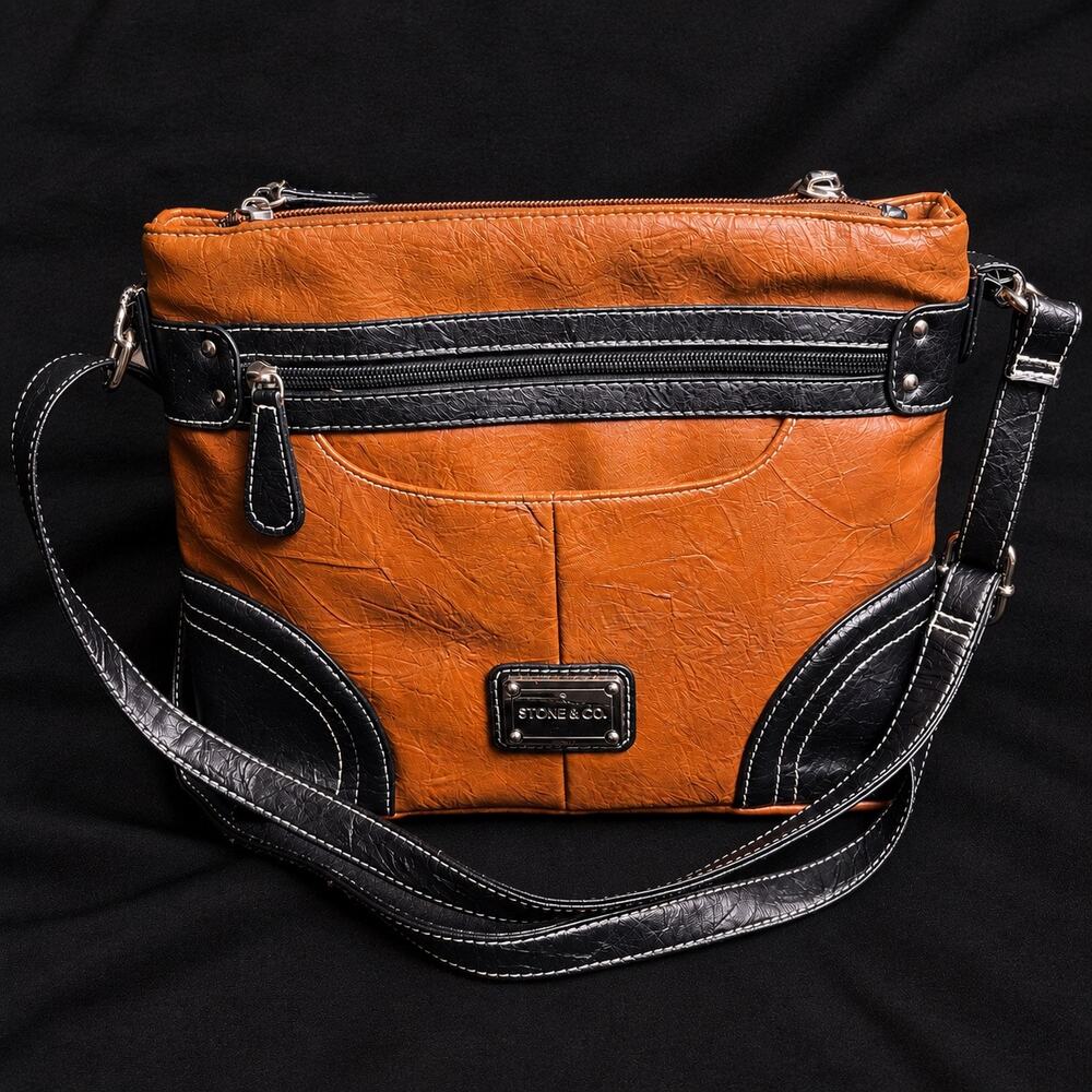 Tan & Black Stone & Co Bag